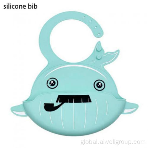 China Baby Feeding Bib Cartoon Whale Silicone Bib Factory